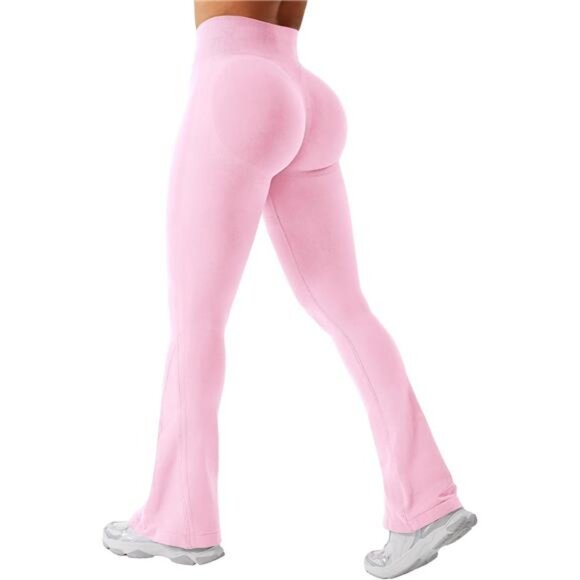 Flare Leggings Womens Workout Butt Lifting Legging 30" inseam Pink - Picture 1 of 6